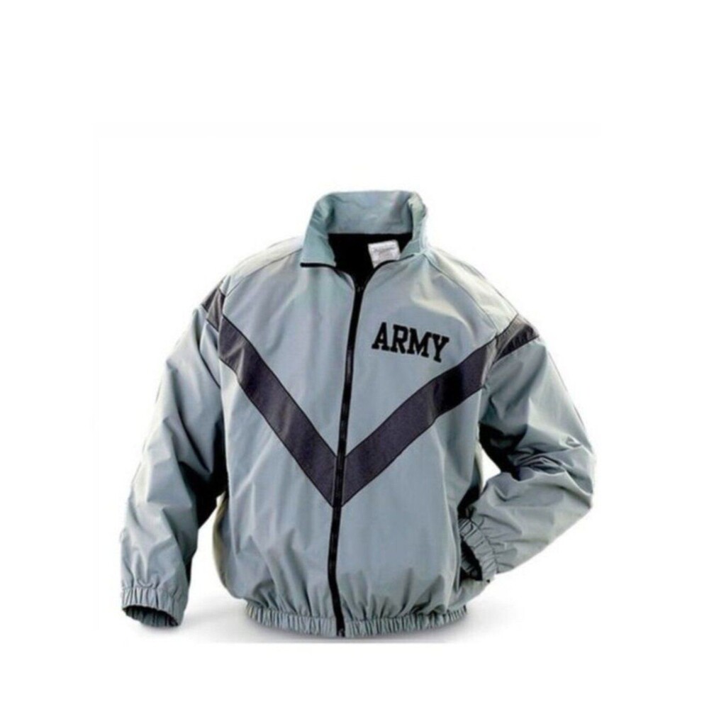 Vintage Army PT Windbreaker Jacket Size Medium Military Reflective Gray